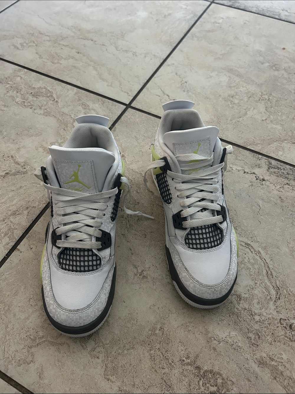 Jordan White Black Neon Green Retro Basketball Sneakers